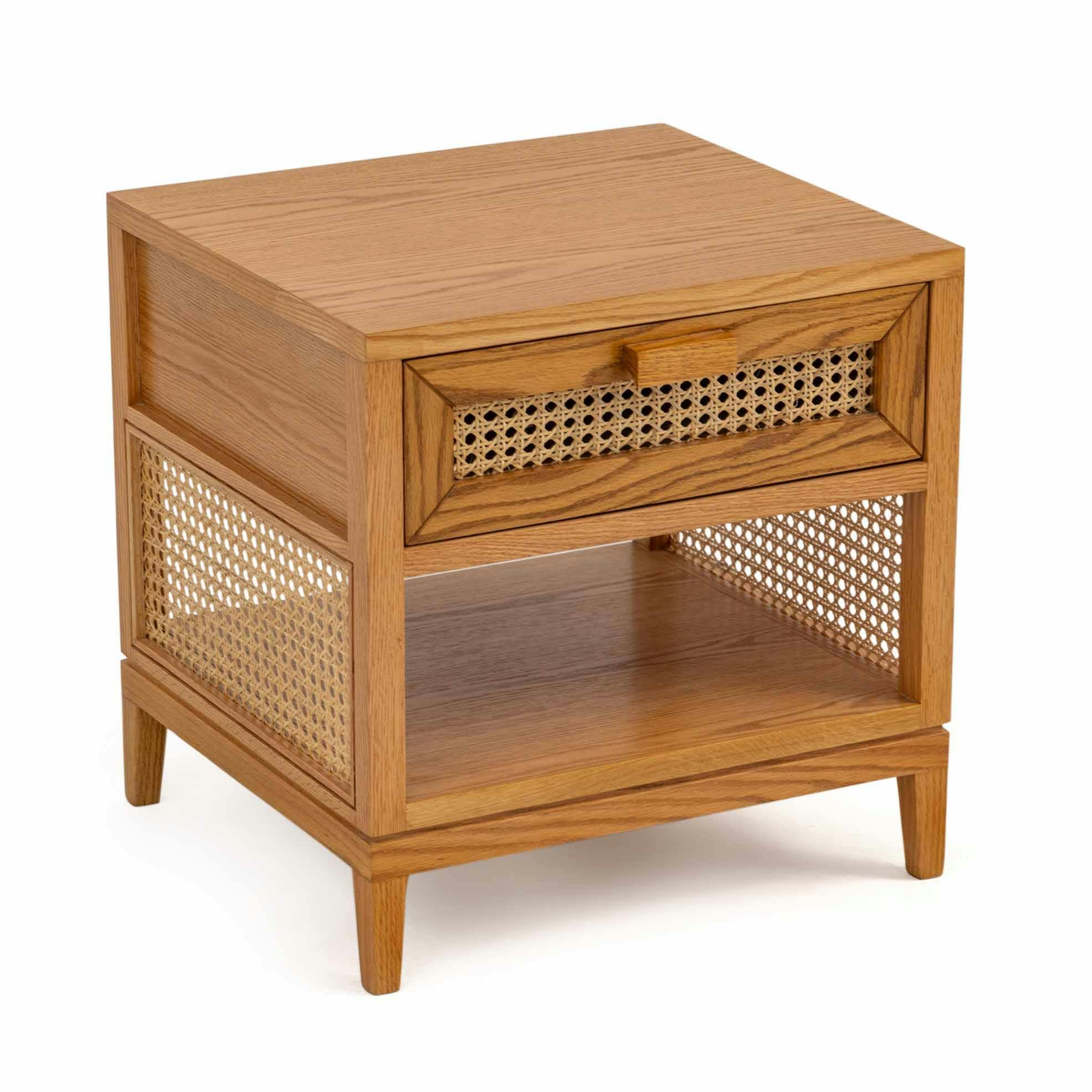 Bedside Table with Top Cane Drawer 1