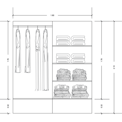 Sliding Doors Wardrobe - 180 cm (5shelves) 1