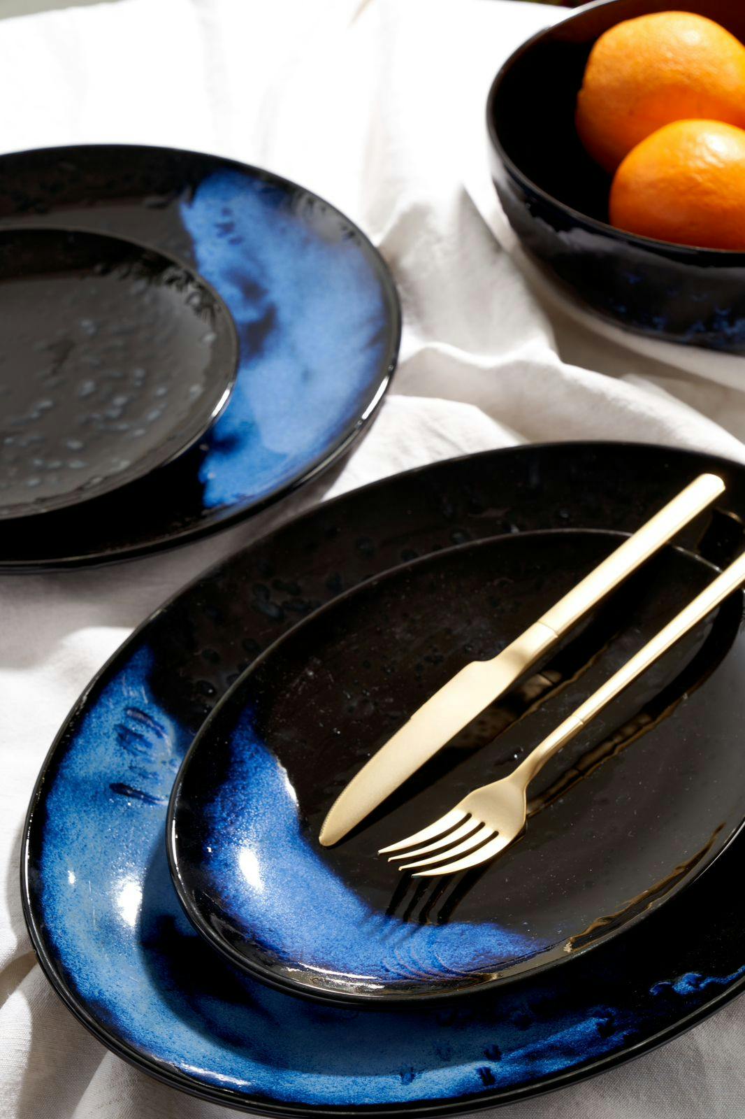 طقم أطباق أدميرال ( أسود × أزرق ) - 30 قطعة 1