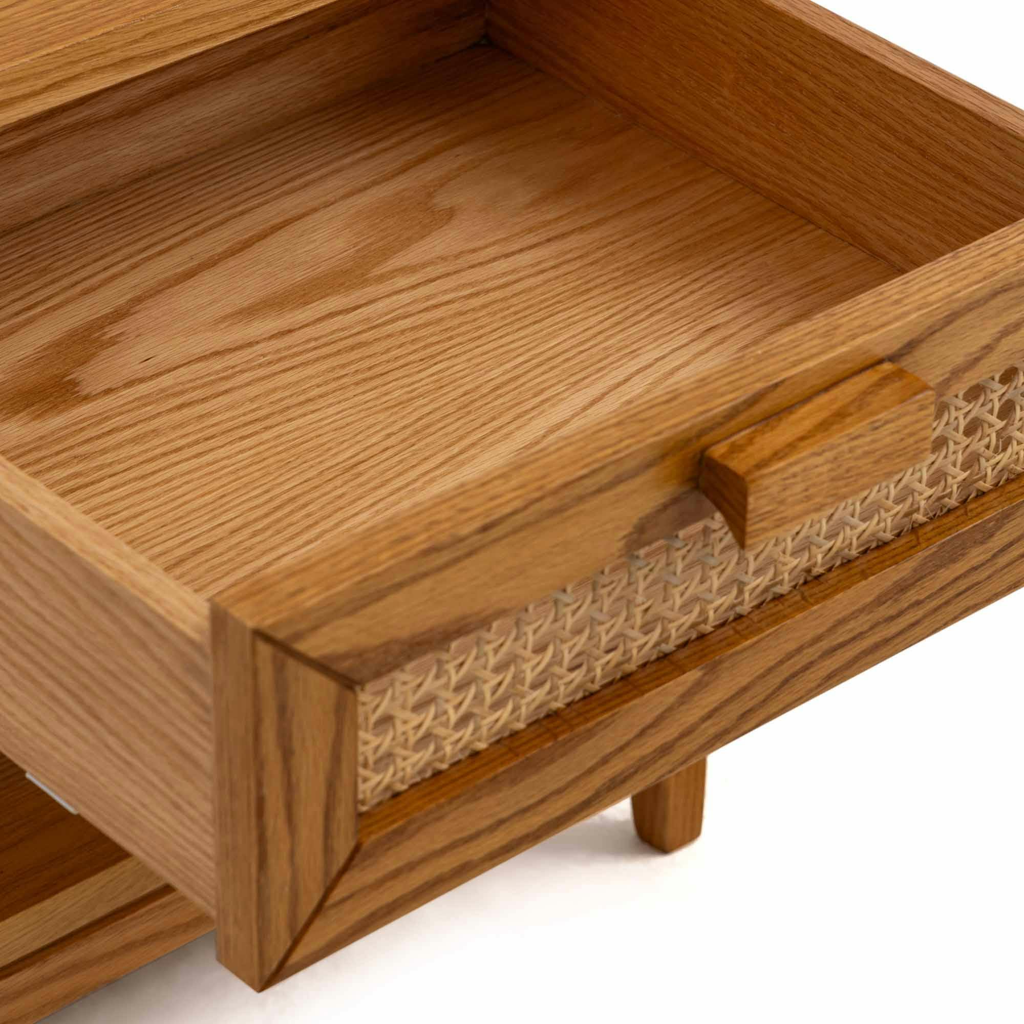 Bedside Table with Top Cane Drawer 2