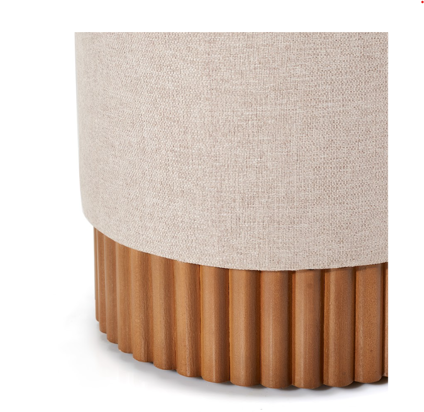 Round Pouf with wood base 2