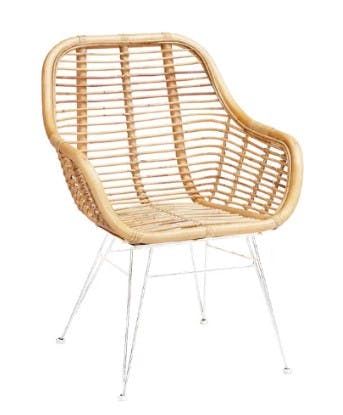 Bamboo Armchair With Metal Legs 0