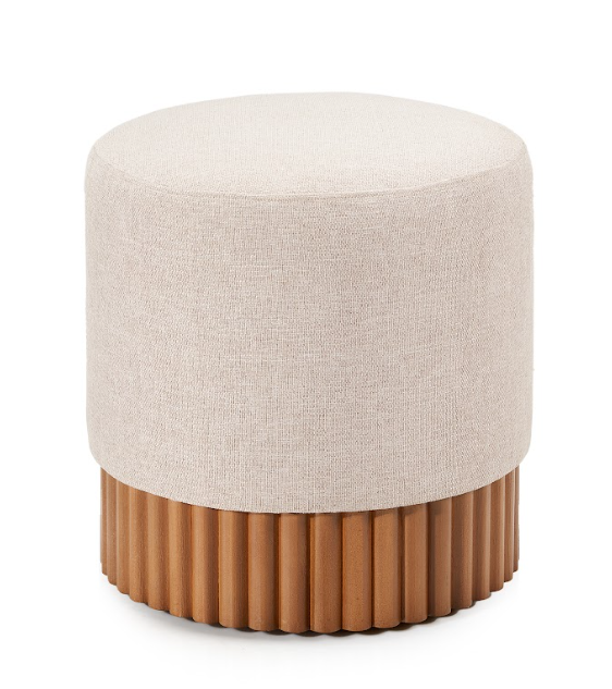 Round Pouf with wood base 0