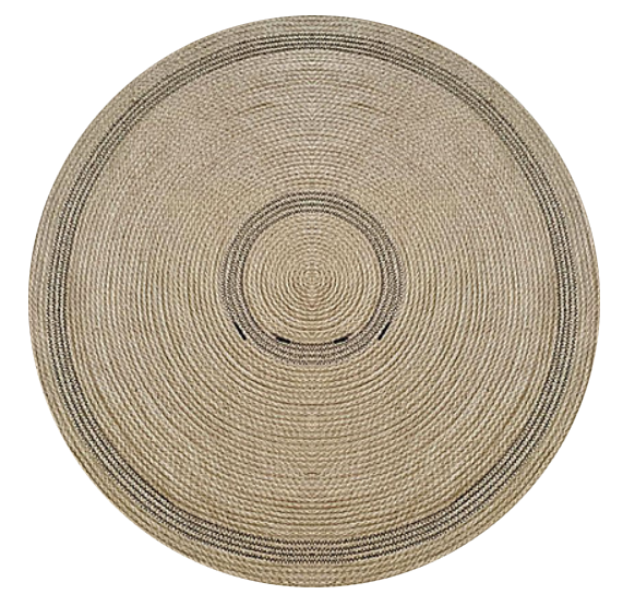 Circle Jute Rug with Black Stitches 0
