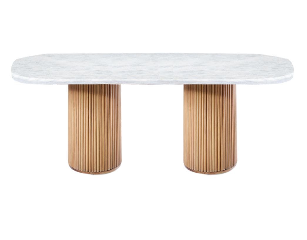 Oval Fluted Marble Dining Table 0
