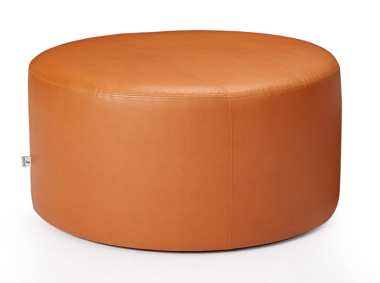 Round Leather Pouf 0
