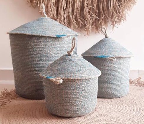 Blue Woven Basket - Medium 0